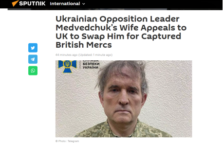 乌反对派领导人妻子发视频呼吁英国介入：用被俘的英国雇佣兵换梅德韦丘克四年级数学智力题50道