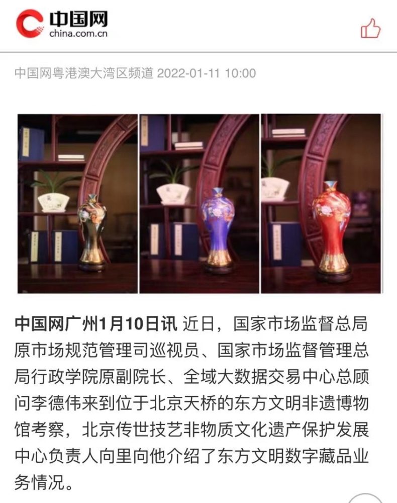 《中国网》报道全域大数据交易中心李德伟考察东方文明博物馆