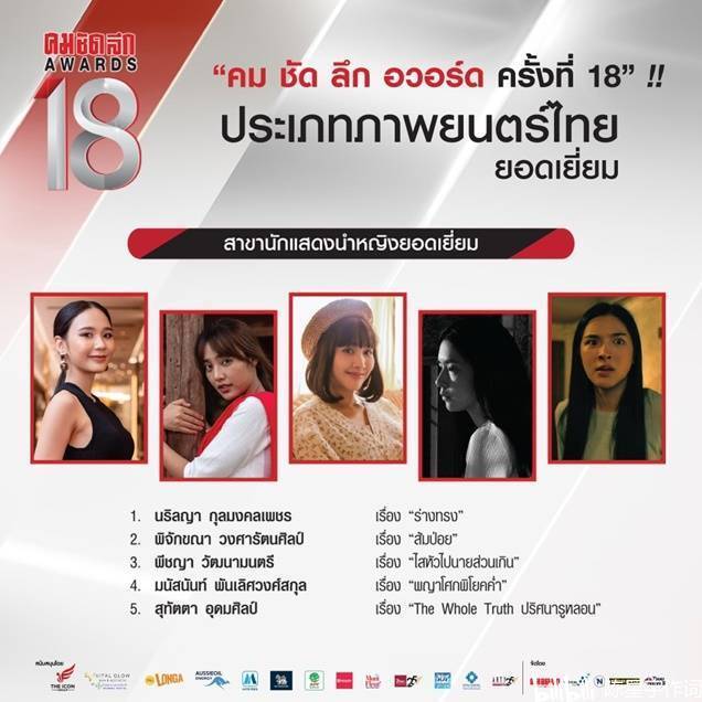 第18届泰国kclawards奖项提名名单最佳电影奖最佳泰剧奖提名名单
