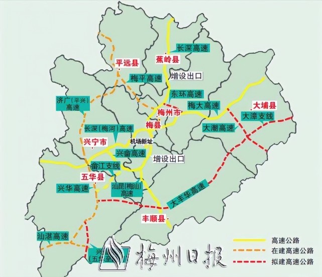 龍川至龍巖,瑞金至梅州三條主要高鐵線路