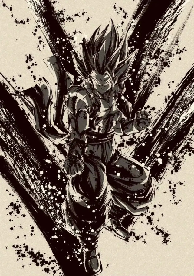 【龙珠】画风太赞 水墨版龙珠角色插画 压迫感扑面而来