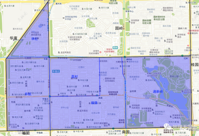 深圳市福田區華強北街道5個社區分佈地圖