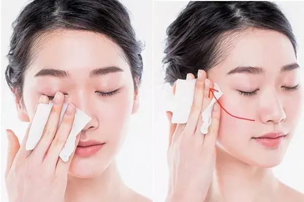 擦拭(二次清洁)第四步:轻轻拍打脸部,轻轻按压拍打脸部让爽肤水吸收