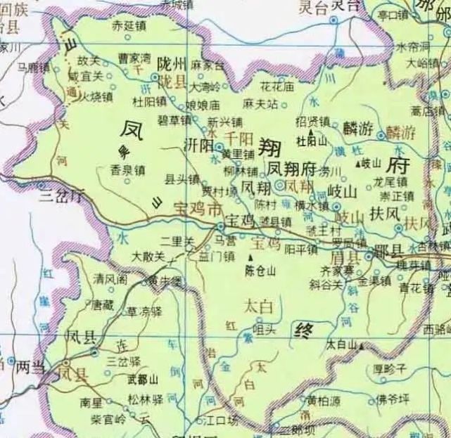 清·凤翔府地图民国时期岐山县先后隶属陕西省关中道,第九行政区辖