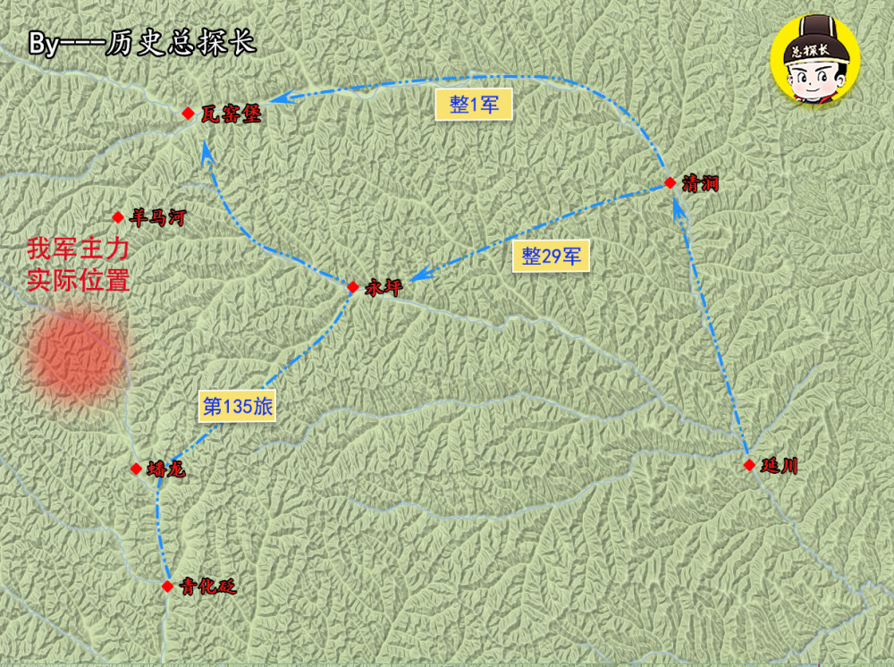 主力兵团则向西兵分两路,分别朝着瓦窑堡,永坪方向继续寻找我军主力