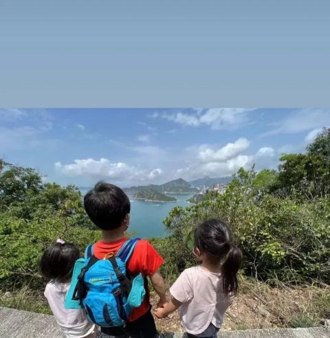 霍启刚带三个孩子爬山未见郭晶晶身影 兄妹手牵手看风景画面温馨有爱