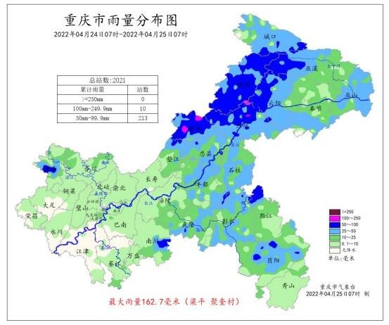 24日重慶213個雨量站達暴雨 今明兩天多雲為主|重慶|重慶市氣象臺|雨