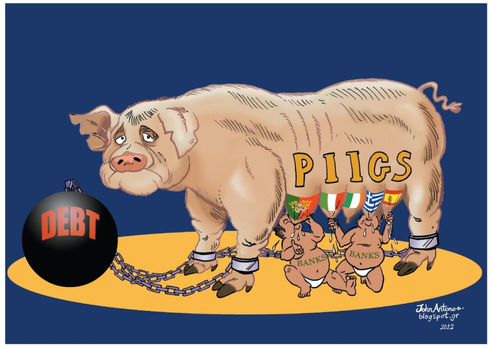 西方国家创造出一个词,叫作"piigs",翻译过来就是"欧猪五国"的由来了