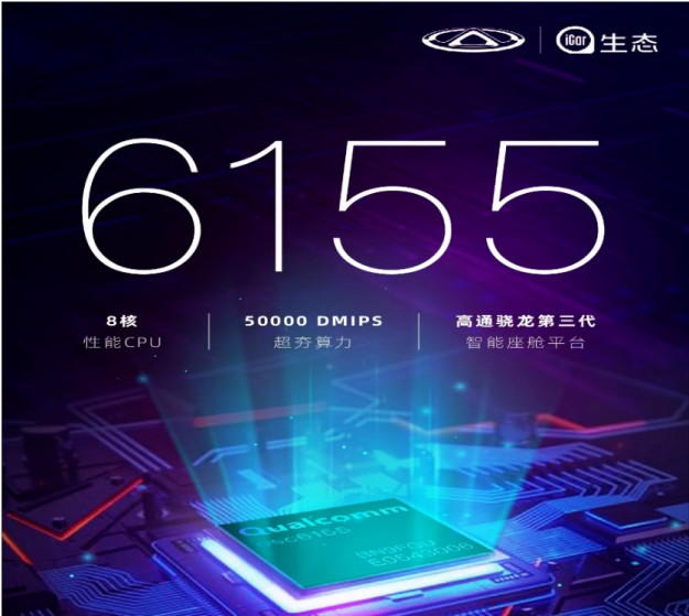 奇瑞qq无界pro智慧座舱搭载第三代高通6155车载芯片