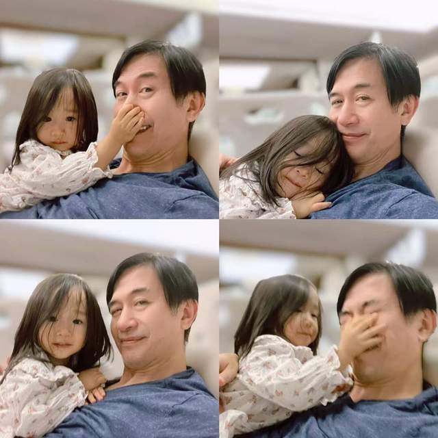 56岁黄舒骏为两岁女儿庆生!