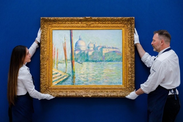 一幅法國印象派畫家 claude monet 1908年油畫《威尼斯大運河與安康