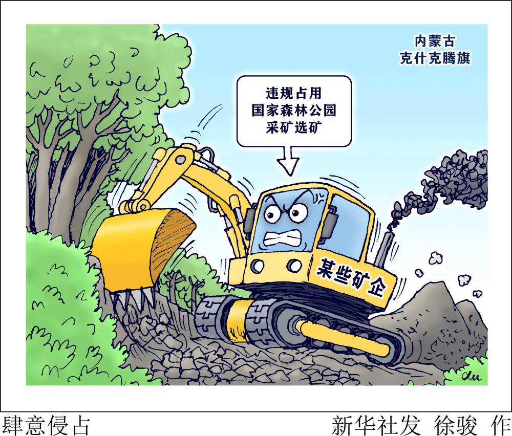 图表漫画新华视点聚焦中央生态环保督察肆意侵占