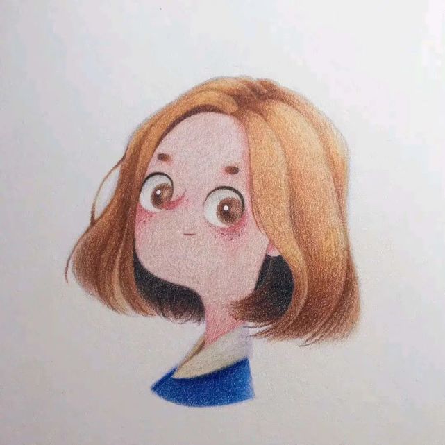 萌萌哒彩铅少女头像,画师阿闻awen676767