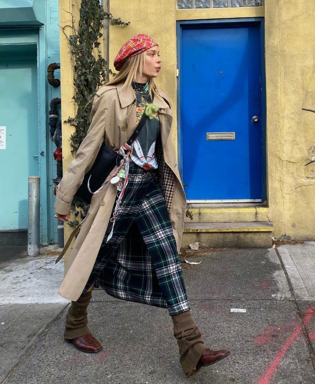 纽约时尚博主lindsay春日色彩混搭 复古风占有一席之地