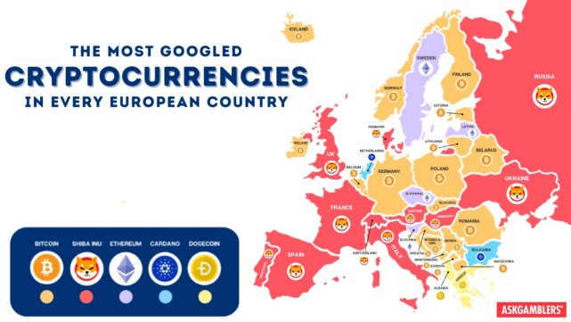 欧洲国家搜索加密货币次数的地图