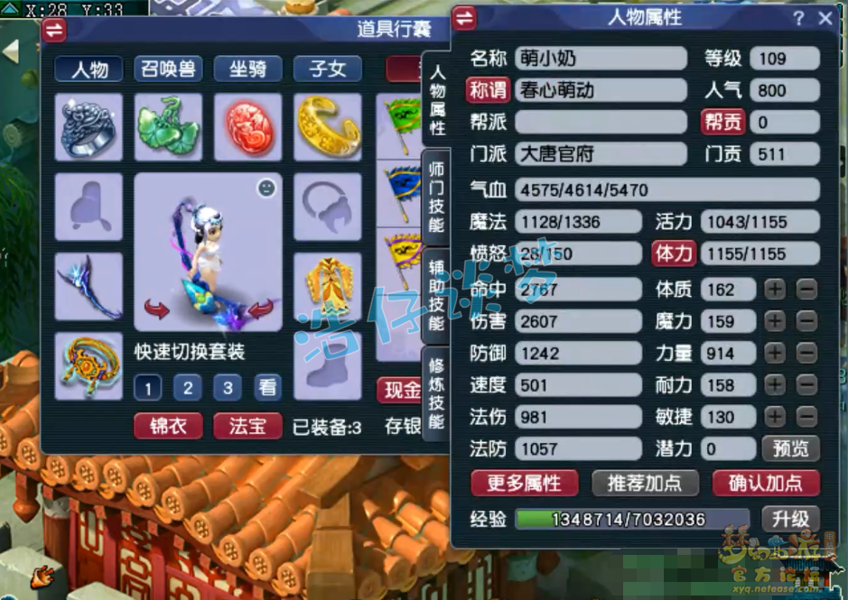 他是一个109级的法系,身带6件无级别,4件超级简易,堪称法系天花板