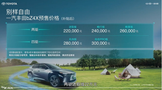 售22万元起，一汽丰田bZ4X正式开启预售