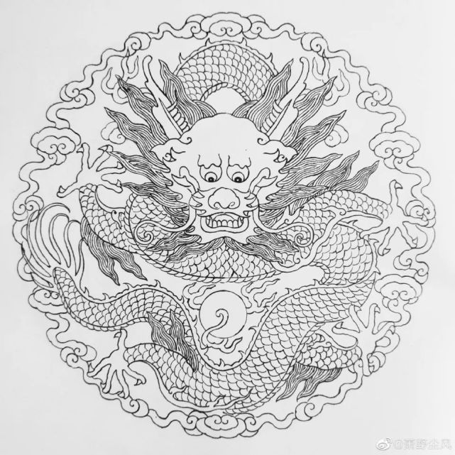 白描盤龍紋