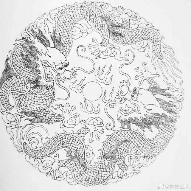 白描盤龍紋