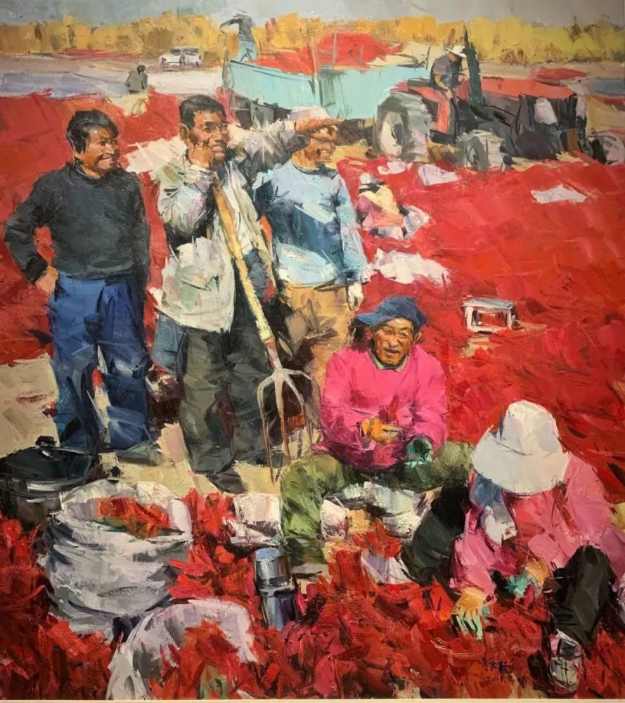 解彬 油画 180cm×200cm新疆人不仅能吃辣,中国最大的干辣椒生产基地