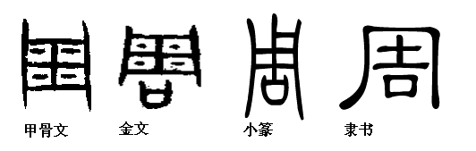 在甲骨文和金中写作:这一章涉及到两个比较特殊的字:"周"和"比",分开