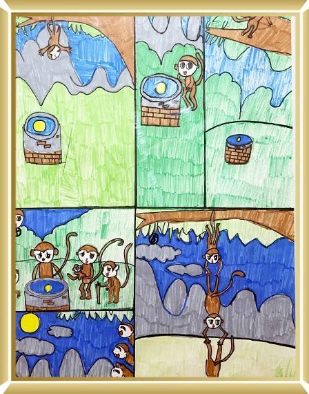 《猴子捞月》(作者:塔城市第六小学 张佳敏;指导教师:王琳琳)《我长大