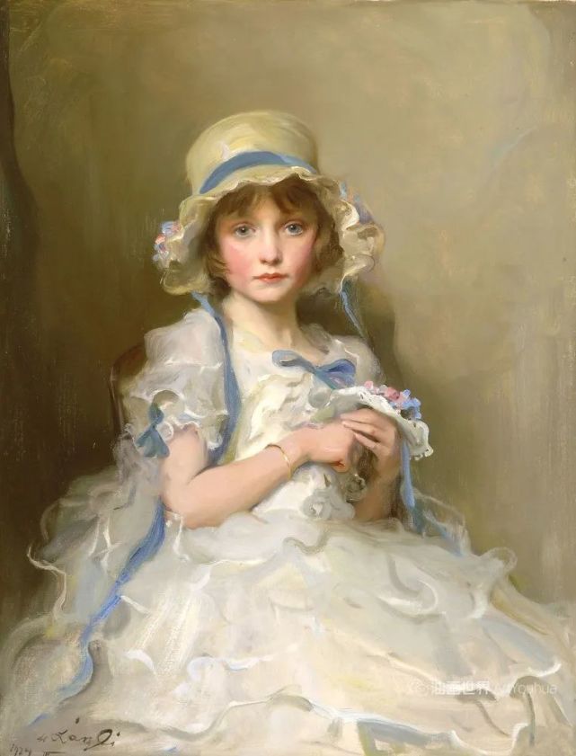 儿童肖像画匈牙利王室肖像画家菲利普德拉斯洛人物油画作品欣赏
