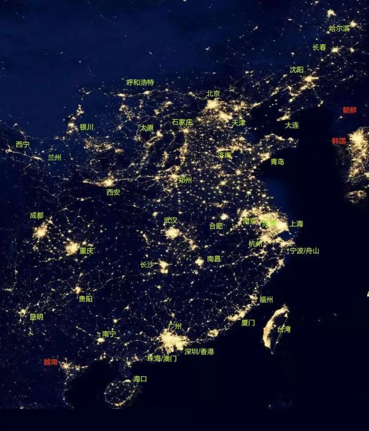中国城市夜景卫星图,你的城市多发达?