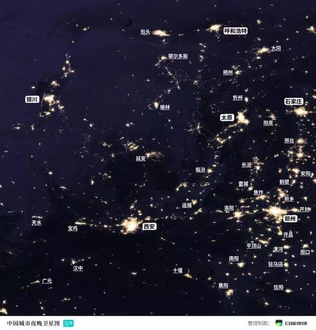 中国城市夜景卫星图,你的城市多发达?