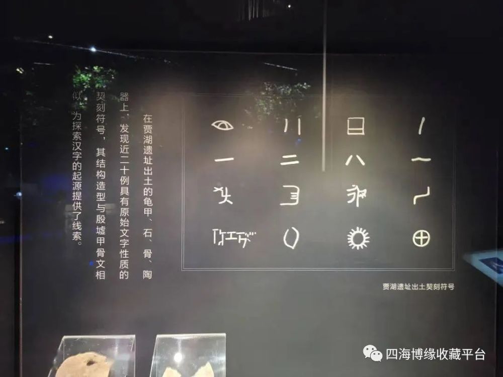 刻符龟甲,上面有一疑似"目"字 河南博物院最早的疑似文字,贾湖刻符高
