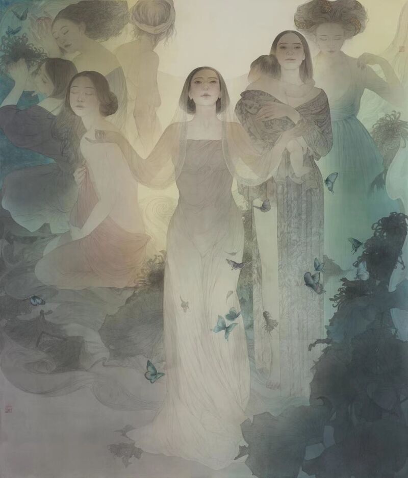 李楚洋作品《金陵十二钗》(纸本彩墨).于新华作品