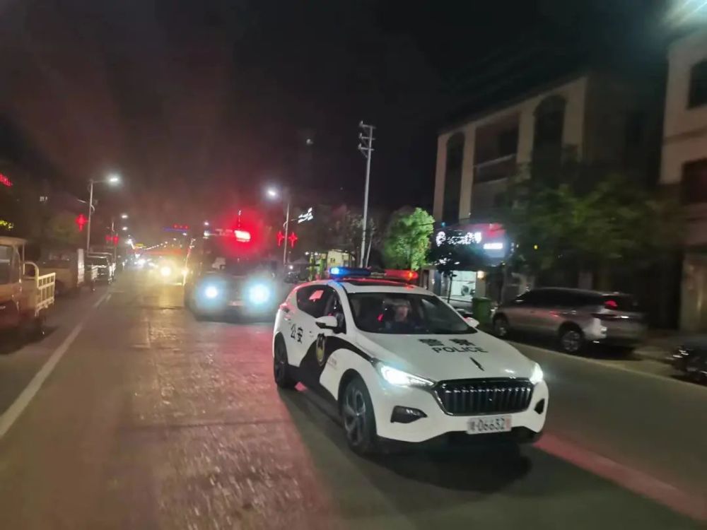警灯闪警笛鸣警车巡万宁公安用小网格撬动大平安