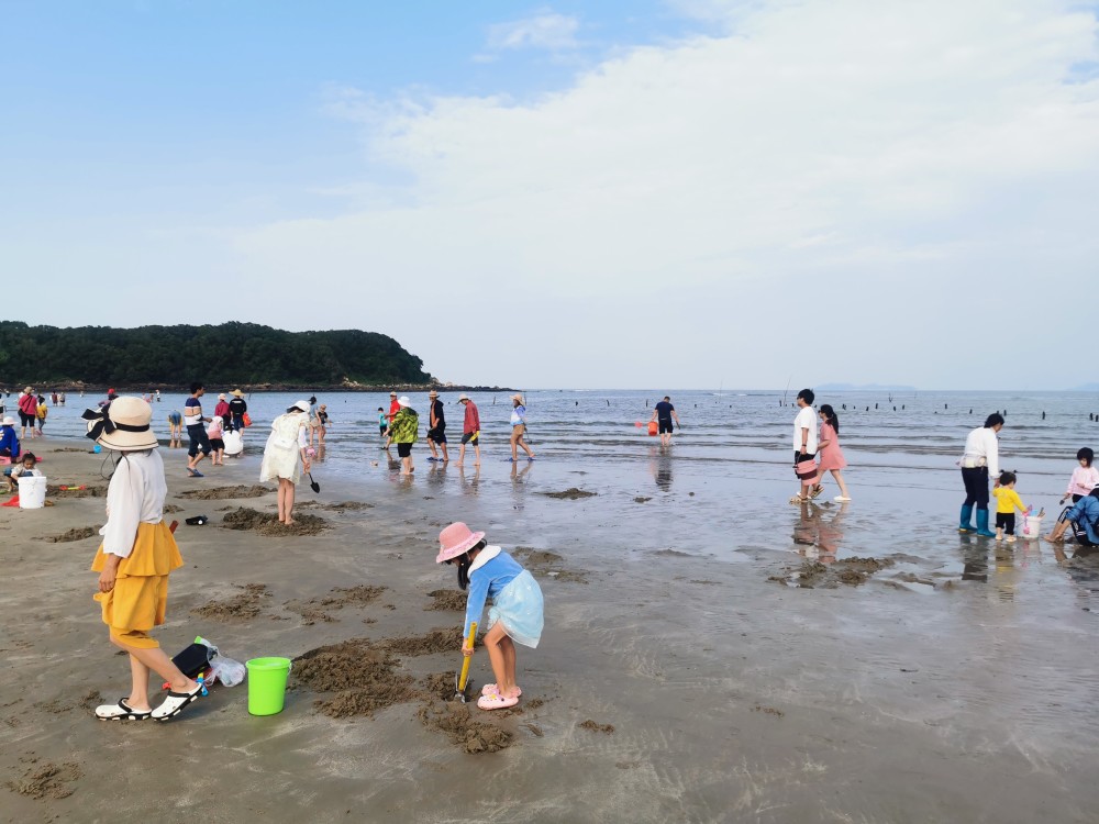 海陵岛字仔山赶海人山人海