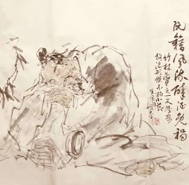 何天平|酒意水墨画七贤