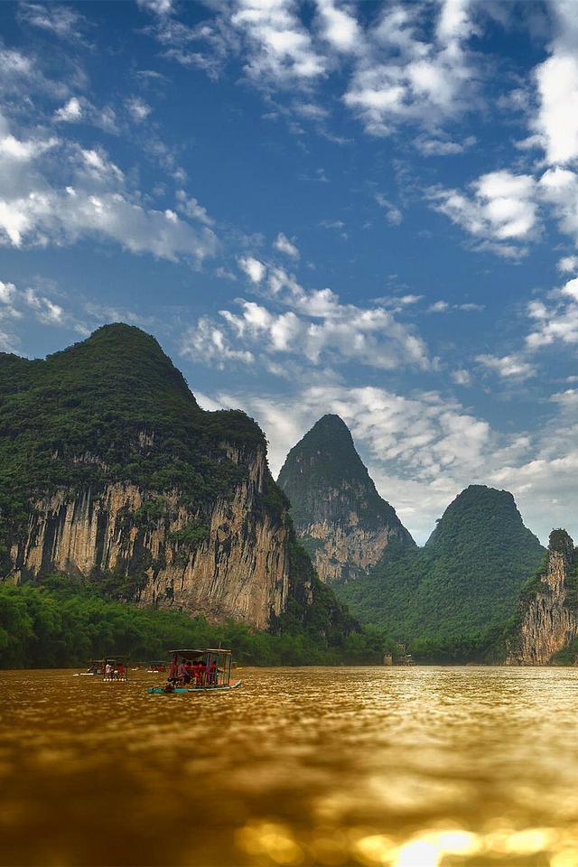 楊堤飛瀑,浪石煙雨,九馬畫山,黃布倒影,興坪佳境(20元背景圖)