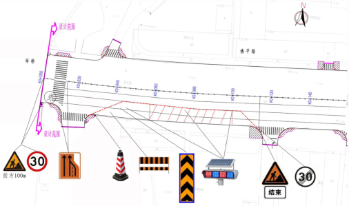 7米高交通錐圍蔽道路,封閉周邊佈置,