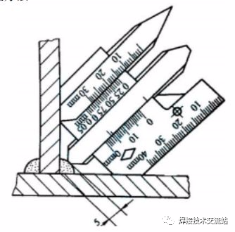 圖6 角焊縫厚度測量方法7,咬邊深度測量測量平面咬邊深度時,先把高度