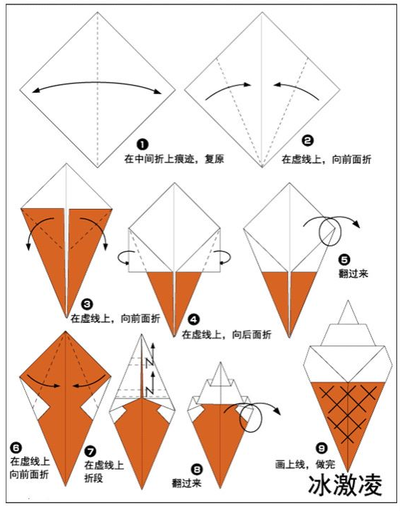 實物摺紙教程5:夏天來了,冰淇淋是必不可少的食物,今天一起來摺疊可愛