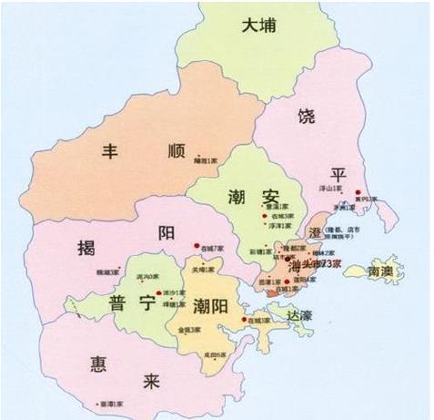 潮汕区划民国时期一市十县建国一市八县1991三市鼎立