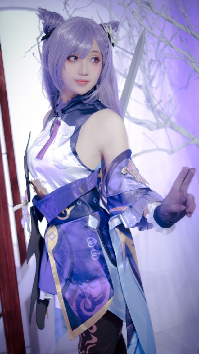 cos:原神刻晴cos正片@梨纱