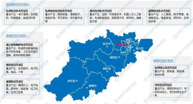 国家级及省级开发区及主导产业分布杭州共有17个发区(园区,分别为