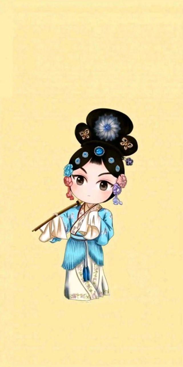 画师故尔耳q萌可爱的京剧人物手绘插画