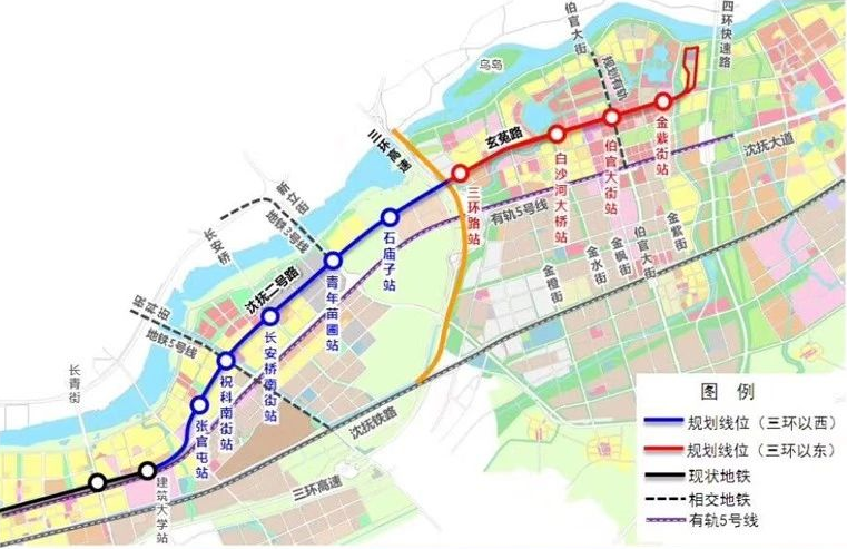仅供参考地铁9号线东延线规划建筑大学-金紫街站,途径东湖,沈抚区域