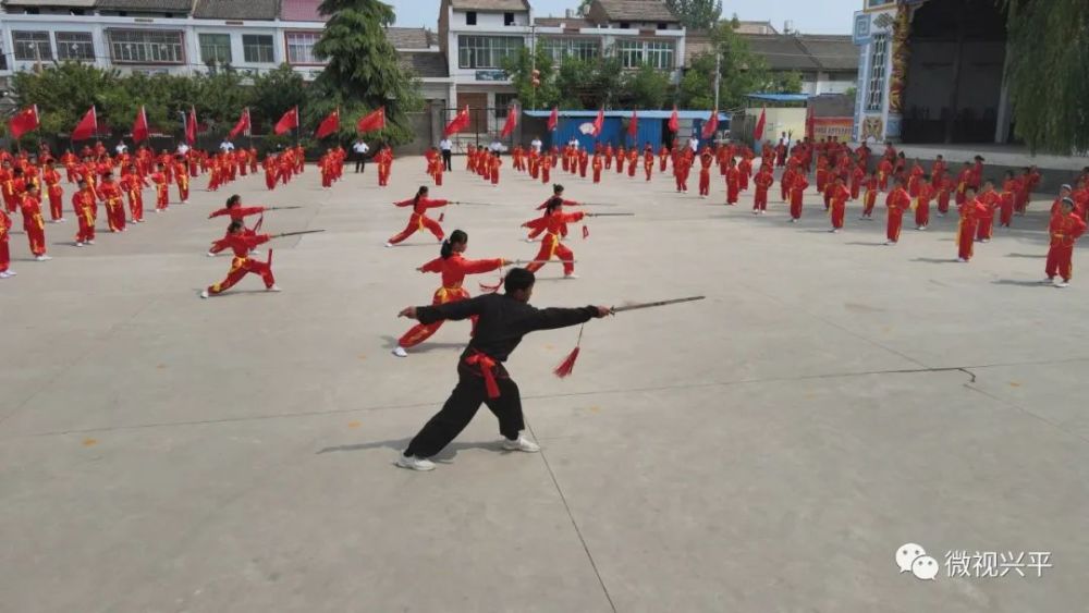 超燃兴平200名小学生操场秀武术
