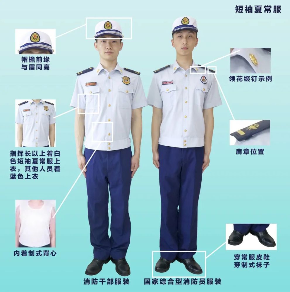 短袖夏常服>>>>着夏常服时,通常戴夏常服帽.