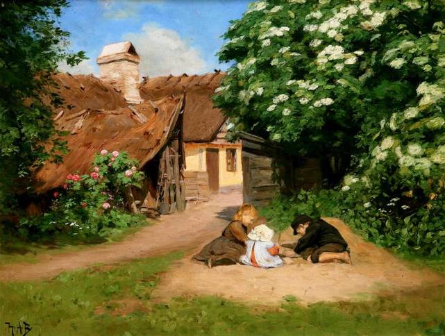 令人向往的乡村生活,田园风光格外迷人油画作品