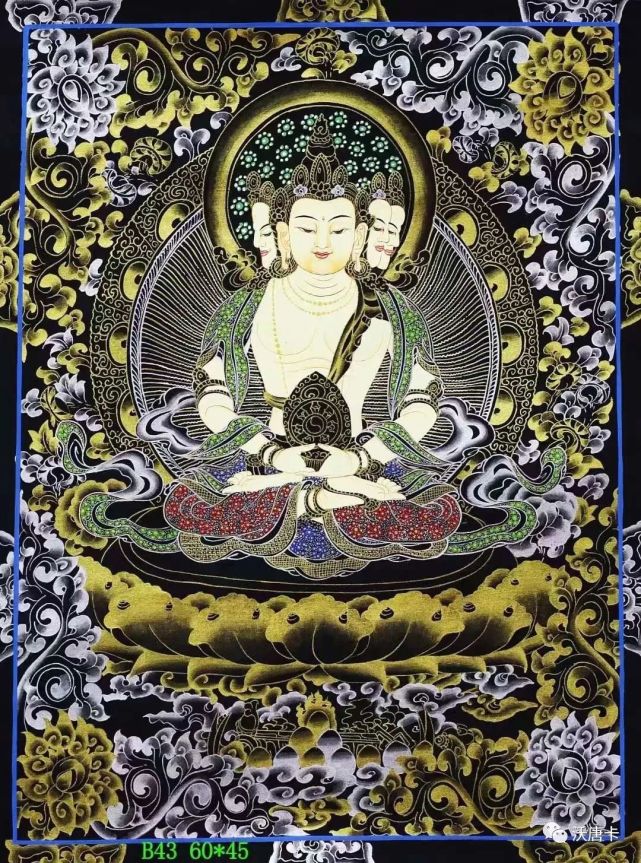 编号138-858283:彩绘唐卡-四面大日如来(60×45cm左右)