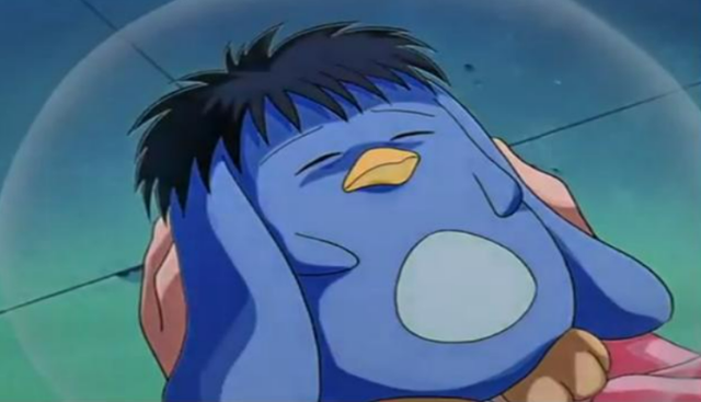 《幽游白书》—小波小波有着河童头,鸭子嘴,企鹅身体,狗耳朵.