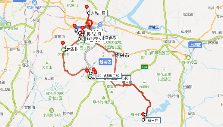 柯岩风景区-大香林-兰亭景区-印山越国王陵-兰亭国家森林公园-舜王庙