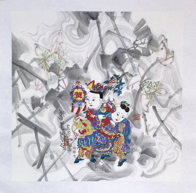 古艺与新意赵初凡赵立萍水墨年画作品欣赏